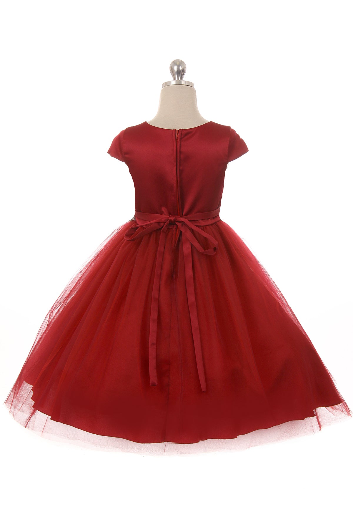 Style No. 452 Sleeve Satin Dress w/ Tulle