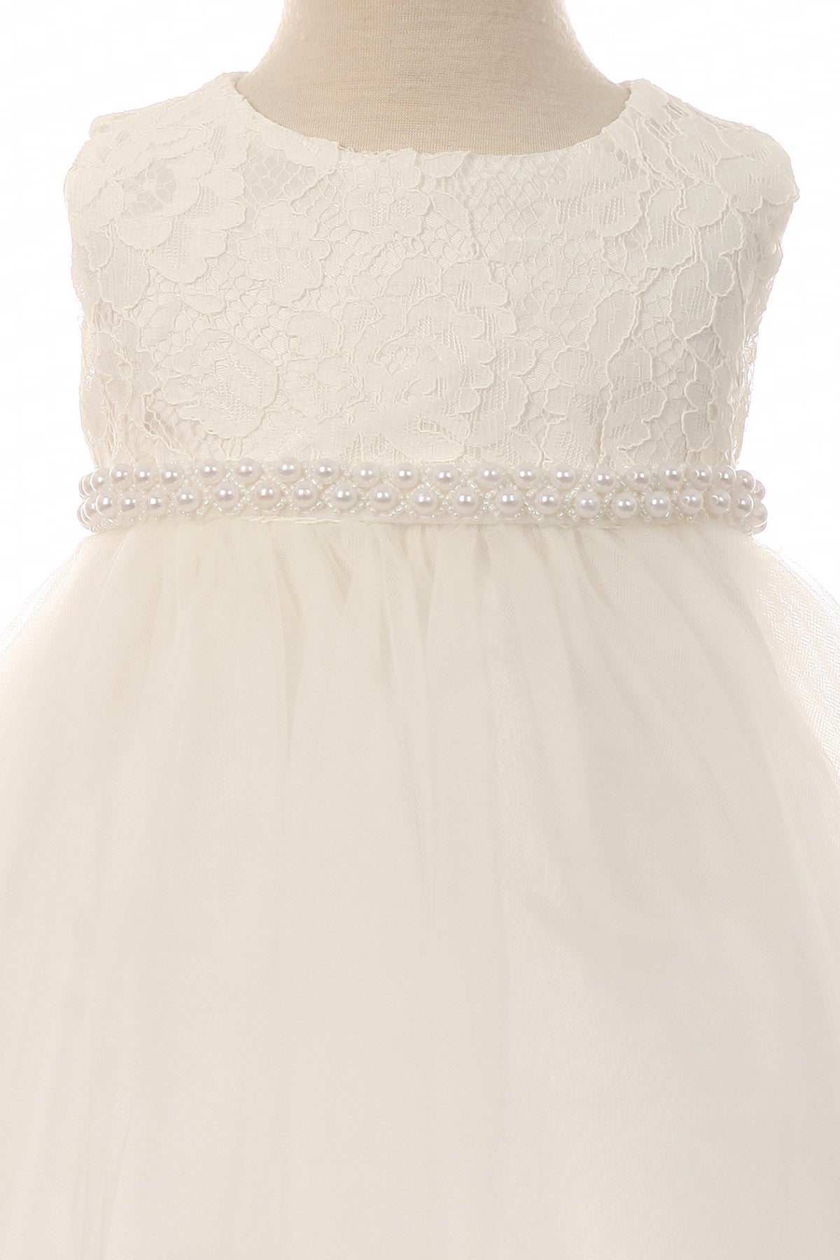 Style No. 456B-C Lace Dress w/ Thick Pearl Trim