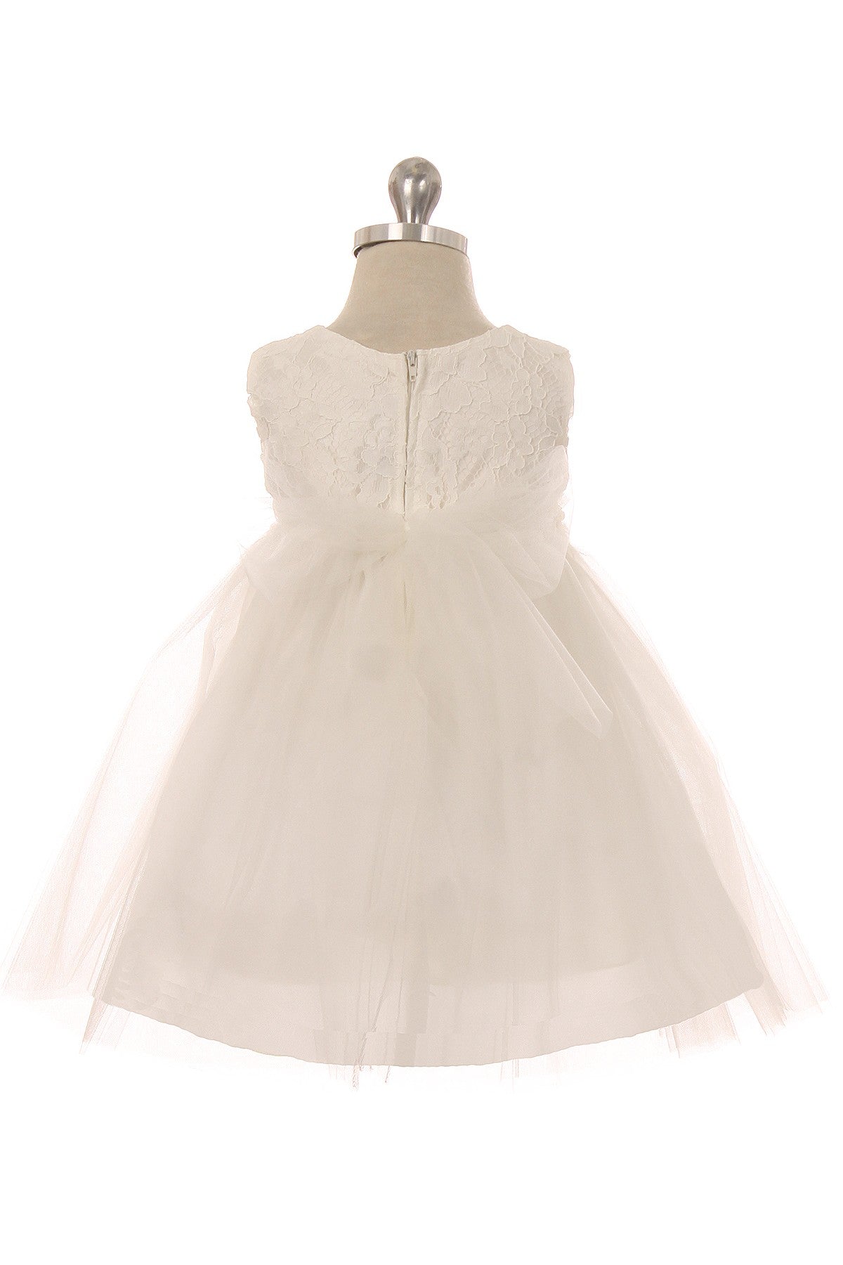 Style No. 456B-C Lace Dress w/ Thick Pearl Trim