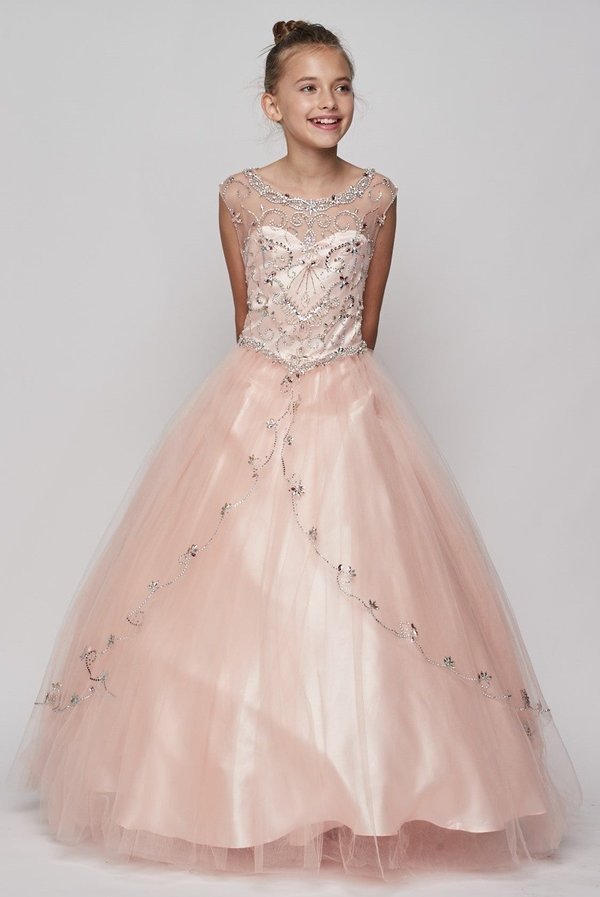 Style #8005  Gorgeous Elegant hand beaded rhinestone Bateau neckline dress